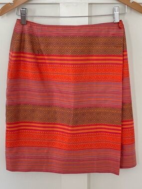 Vintage Carlisle Silk Geometric Wrap Mini Skirt